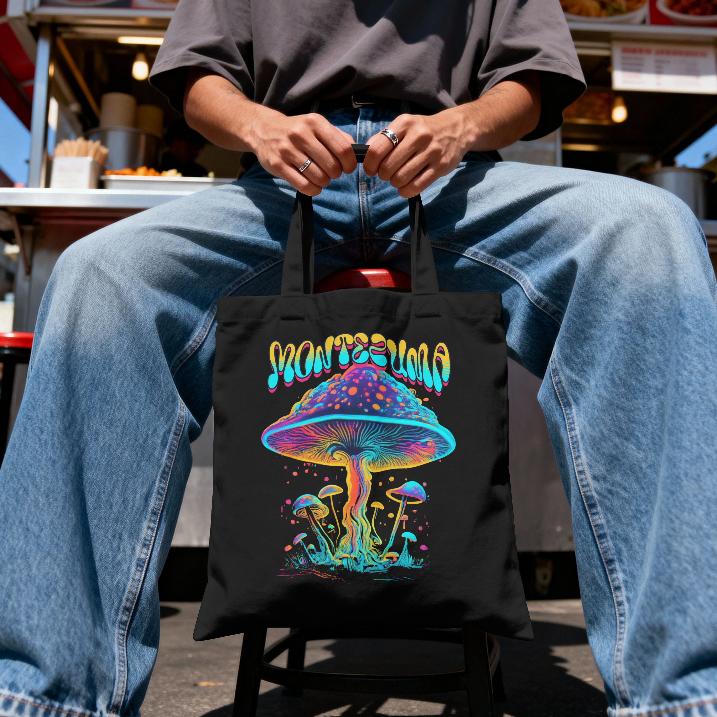 Montezuma Neon Mushroom Tote Bag